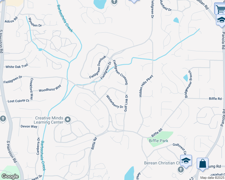map of restaurants, bars, coffee shops, grocery stores, and more near 1449 Golf Link Drive in Stone Mountain