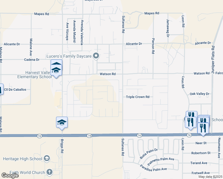 map of restaurants, bars, coffee shops, grocery stores, and more near 25457 Pine Ridge Road in Homeland