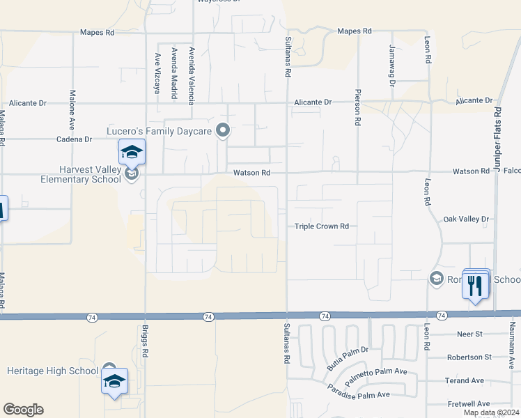 map of restaurants, bars, coffee shops, grocery stores, and more near 25457 Pine Ridge Road in Homeland