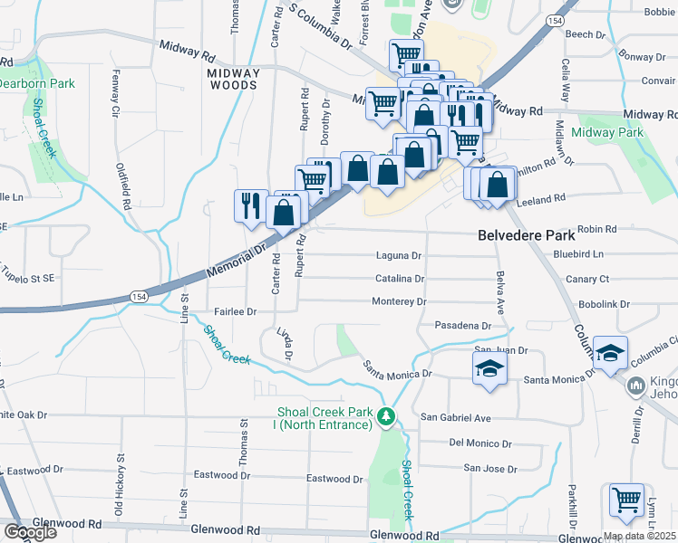 map of restaurants, bars, coffee shops, grocery stores, and more near 2862 Catalina Drive in Decatur