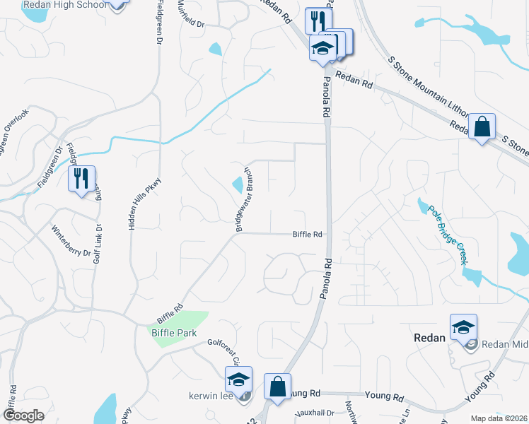 map of restaurants, bars, coffee shops, grocery stores, and more near 1473 Corn Crib Court in Stone Mountain