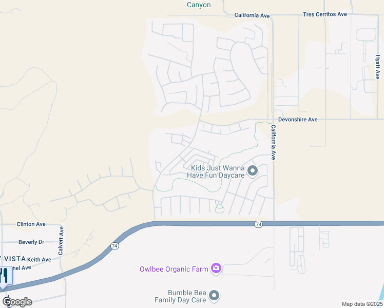 map of restaurants, bars, coffee shops, grocery stores, and more near 263 Firestone Lane in Hemet
