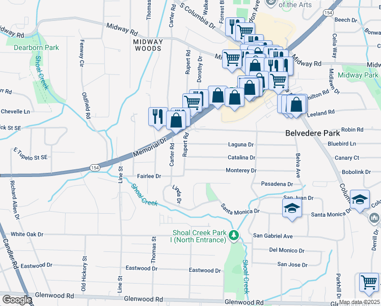 map of restaurants, bars, coffee shops, grocery stores, and more near 2828 Catalina Drive in Decatur