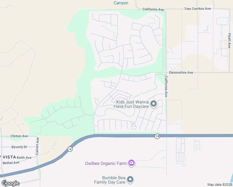 map of restaurants, bars, coffee shops, grocery stores, and more near 267 Firestone Lane in Hemet