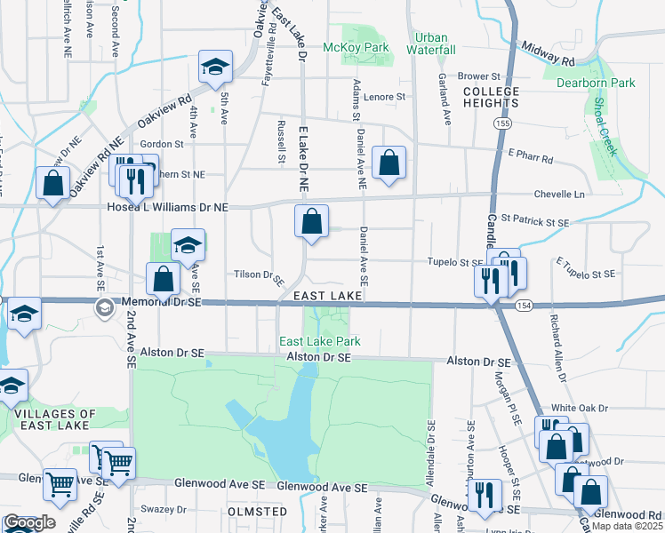 map of restaurants, bars, coffee shops, grocery stores, and more near 2657 Tupelo Street Southeast in Atlanta