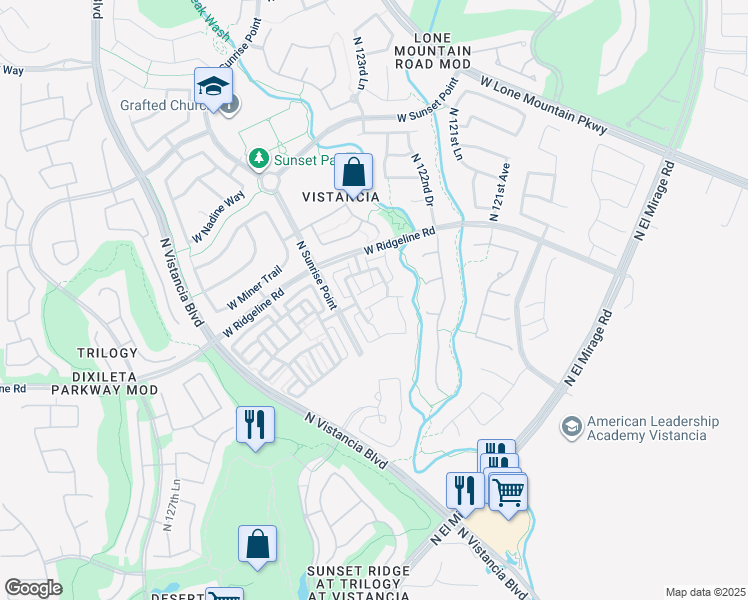 map of restaurants, bars, coffee shops, grocery stores, and more near 12311 West Cactus Blossom Trail in Peoria