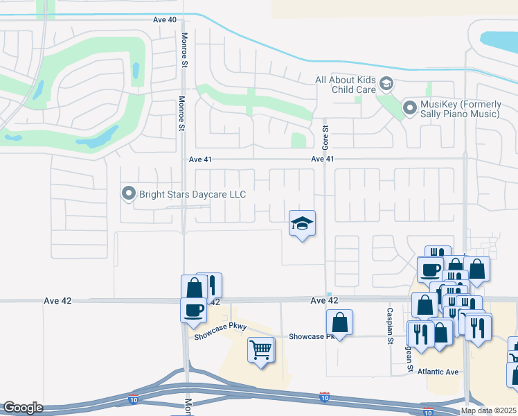 map of restaurants, bars, coffee shops, grocery stores, and more near 41346 Marston Court in Indio