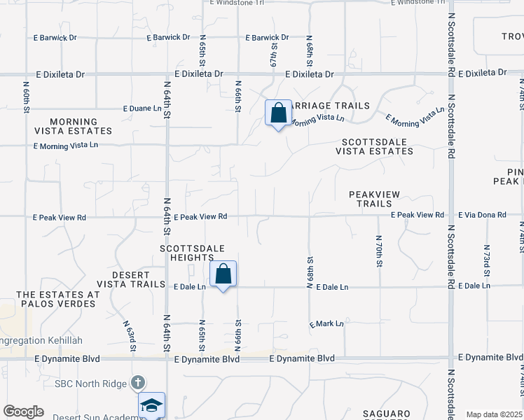 map of restaurants, bars, coffee shops, grocery stores, and more near 6680 East Peak View Road in Cave Creek