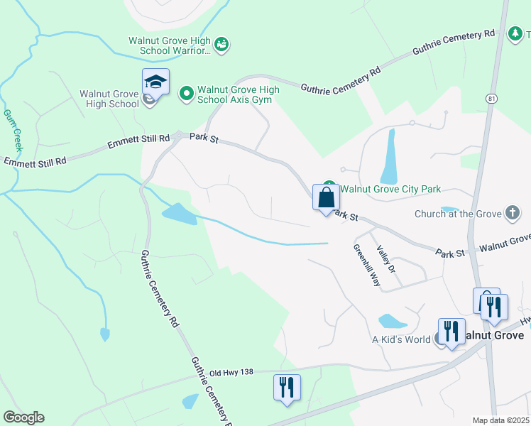 map of restaurants, bars, coffee shops, grocery stores, and more near 301 Greenleaf Court in Loganville