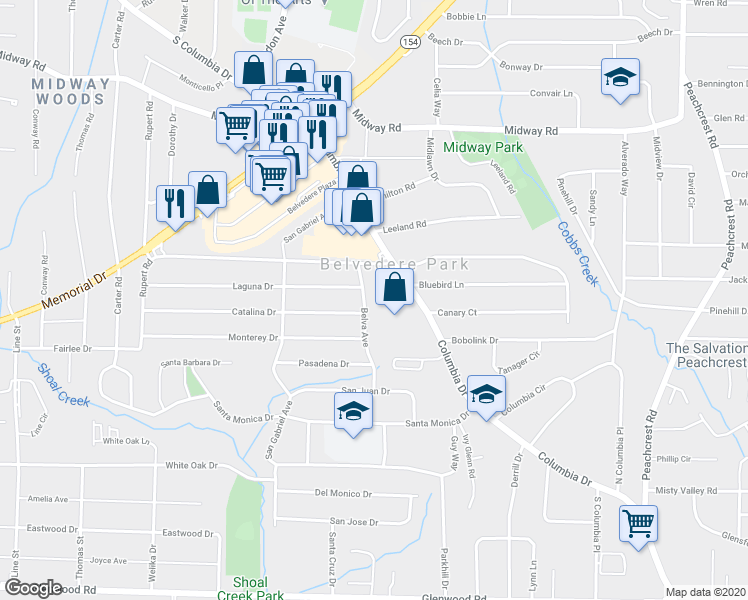map of restaurants, bars, coffee shops, grocery stores, and more near 3042 Catalina Drive in Decatur