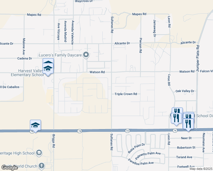 map of restaurants, bars, coffee shops, grocery stores, and more near 25364 Calamity Lane in Homeland
