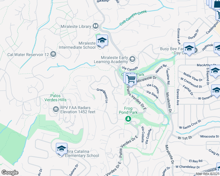 map of restaurants, bars, coffee shops, grocery stores, and more near 2934 Crownview Drive in Rancho Palos Verdes