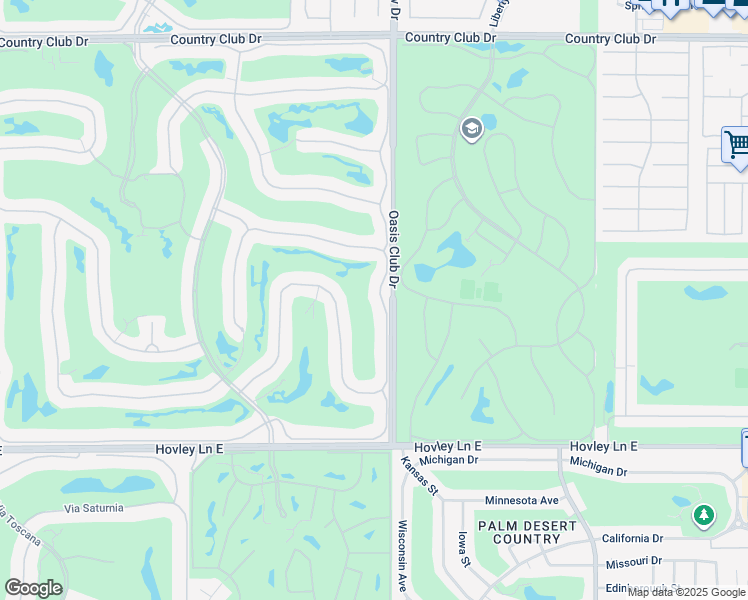 map of restaurants, bars, coffee shops, grocery stores, and more near 697 Arrowhead Drive in Palm Desert
