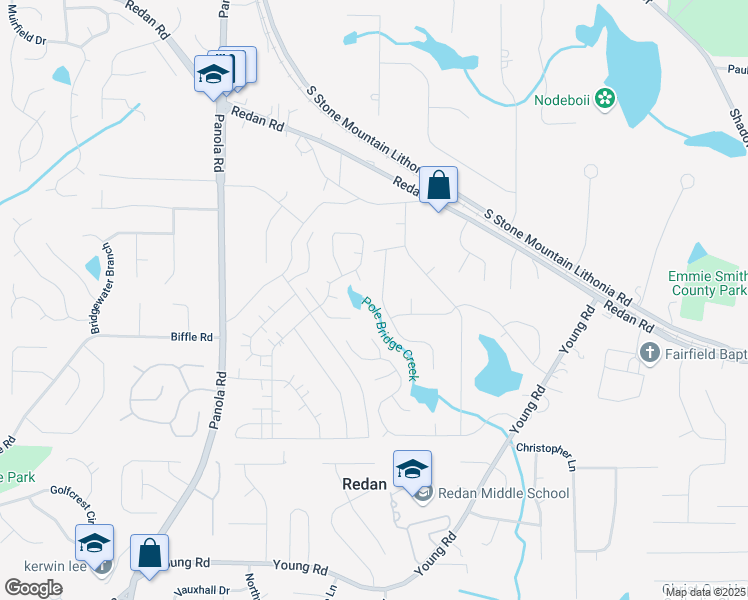 map of restaurants, bars, coffee shops, grocery stores, and more near 1457 Saint Dunstans Road in Lithonia
