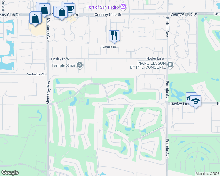 map of restaurants, bars, coffee shops, grocery stores, and more near 309 Villena Way in Palm Desert