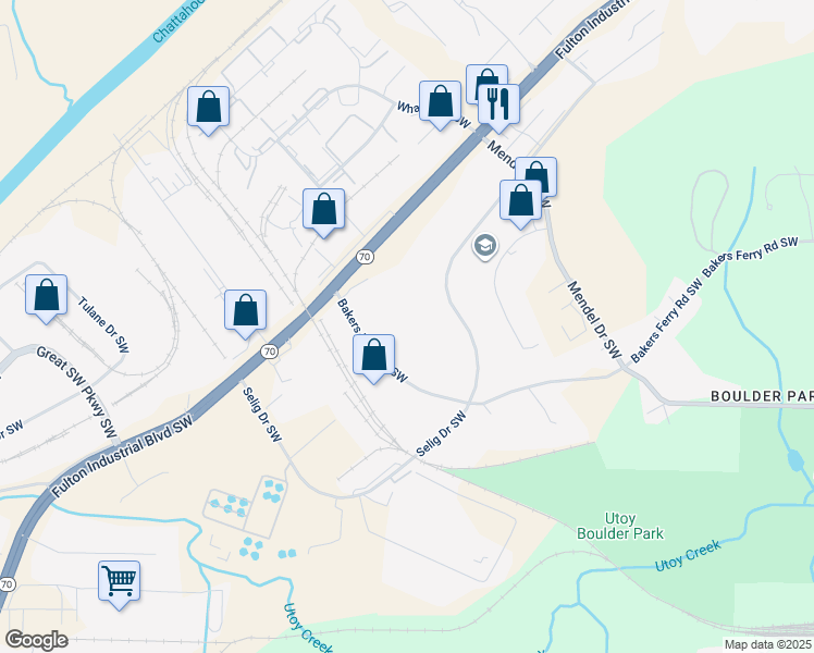 map of restaurants, bars, coffee shops, grocery stores, and more near in Atlanta