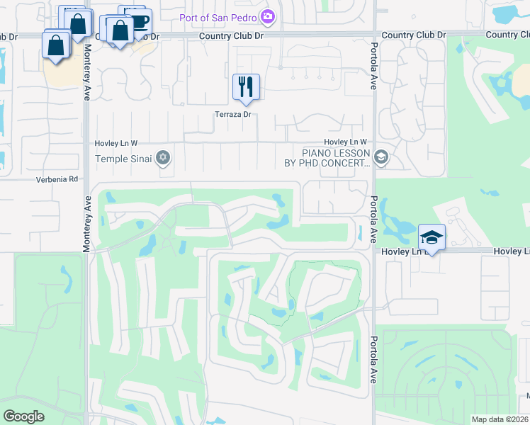 map of restaurants, bars, coffee shops, grocery stores, and more near 347 Villena Way in Palm Desert