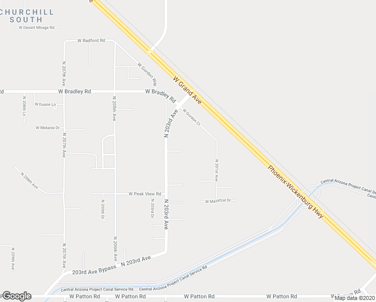map of restaurants, bars, coffee shops, grocery stores, and more near 29319 North 203rd Avenue in Wittmann