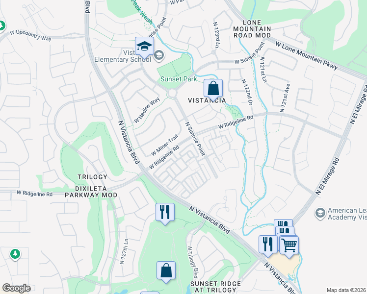 map of restaurants, bars, coffee shops, grocery stores, and more near 29150 North 125th Drive in Peoria