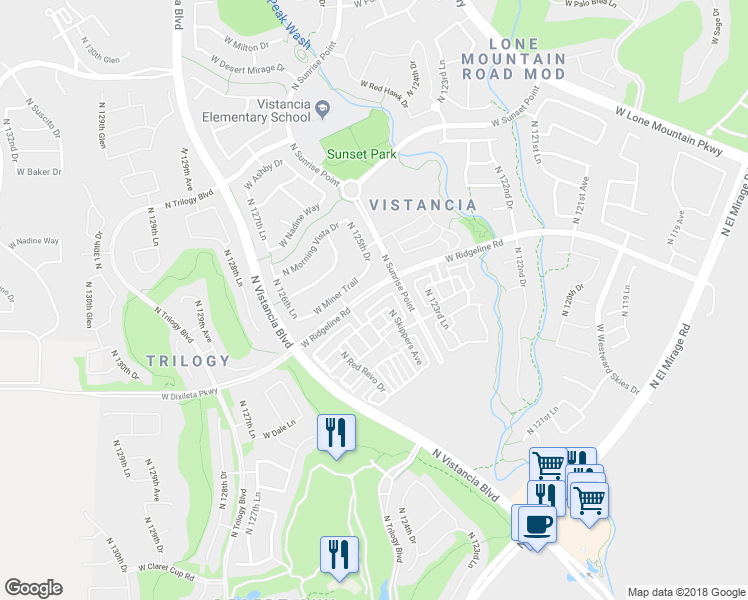 map of restaurants, bars, coffee shops, grocery stores, and more near 29150 North 125th Drive in Peoria