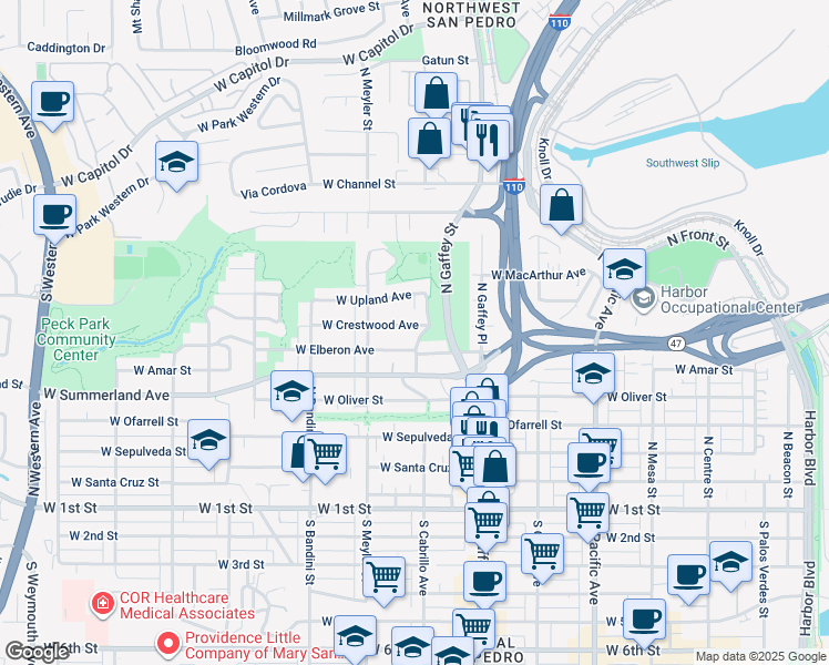 map of restaurants, bars, coffee shops, grocery stores, and more near 780 West Elberon Avenue in Los Angeles