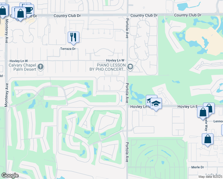 map of restaurants, bars, coffee shops, grocery stores, and more near 200 Lakecrest Lane in Palm Desert