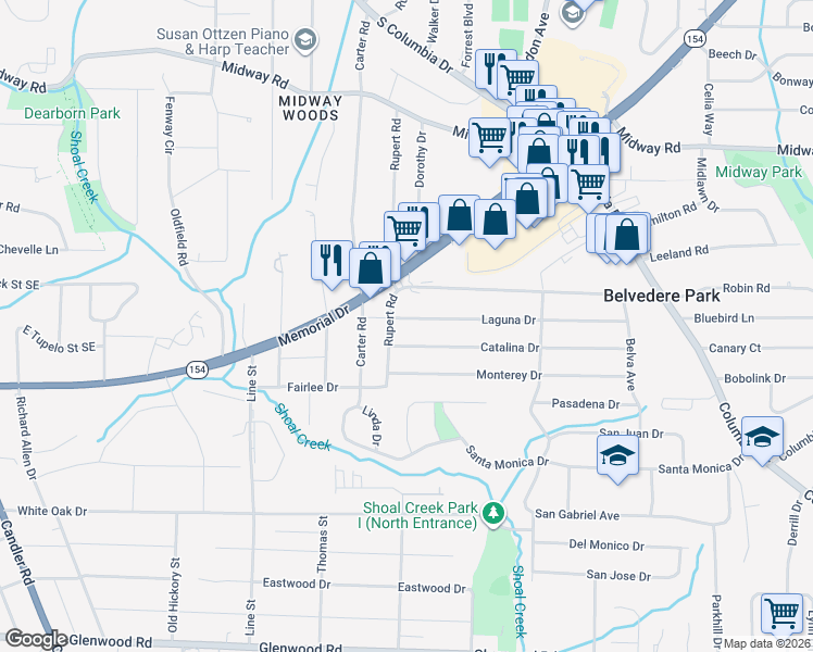 map of restaurants, bars, coffee shops, grocery stores, and more near 2828 Catalina Drive in Decatur