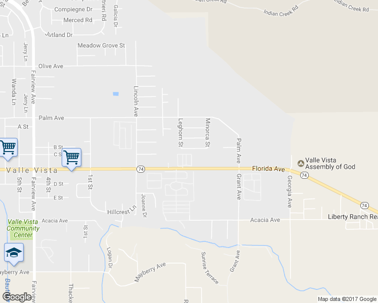 map of restaurants, bars, coffee shops, grocery stores, and more near 44755 Orpington Avenue in Hemet