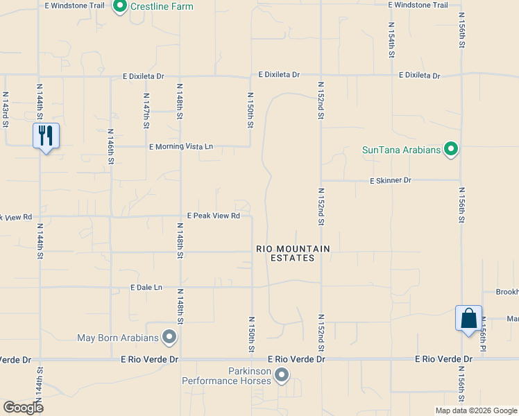 map of restaurants, bars, coffee shops, grocery stores, and more near 28912 North 151st Street in Scottsdale