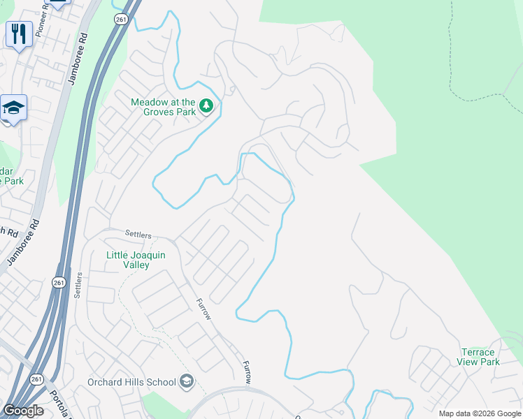 map of restaurants, bars, coffee shops, grocery stores, and more near Leafy Pass in Irvine