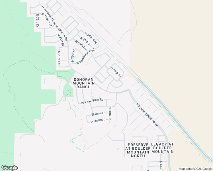 map of restaurants, bars, coffee shops, grocery stores, and more near 6872 West Ridgeline Road in Peoria
