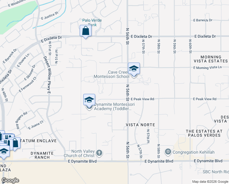 map of restaurants, bars, coffee shops, grocery stores, and more near 5505 East Skinner Drive in Cave Creek