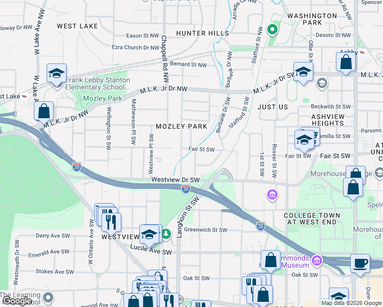 map of restaurants, bars, coffee shops, grocery stores, and more near 248 Chicamauga Avenue Southwest in Atlanta