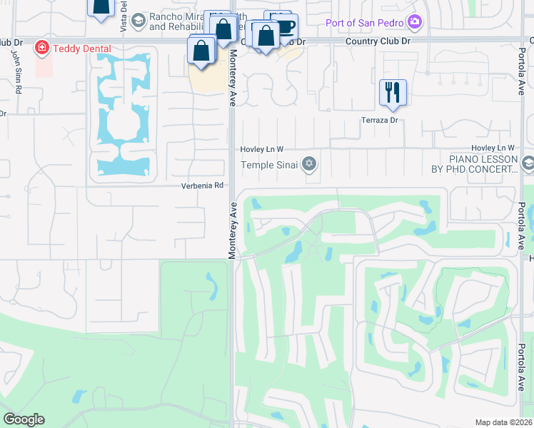 map of restaurants, bars, coffee shops, grocery stores, and more near 207 La Paz Way in Palm Desert