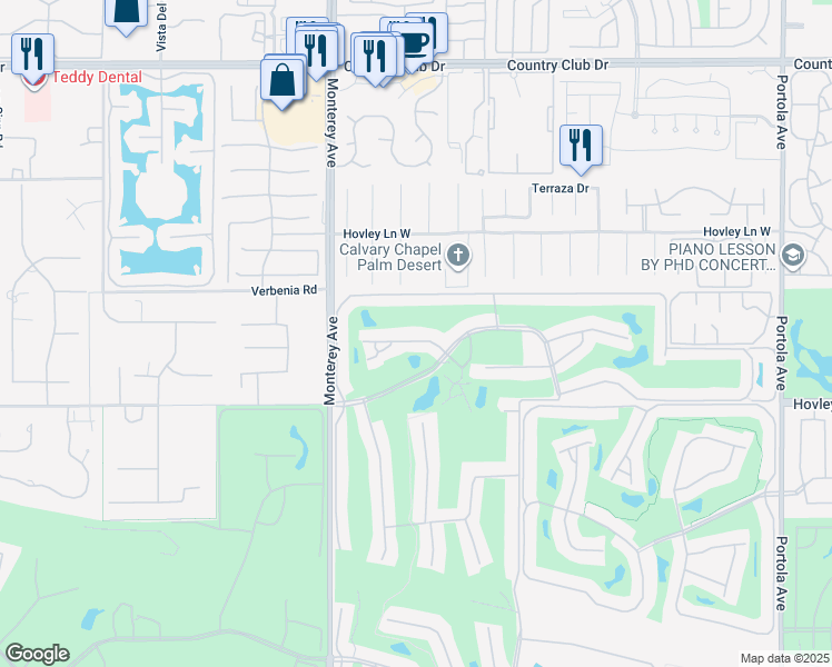 map of restaurants, bars, coffee shops, grocery stores, and more near 238 La Paz Way in Palm Desert