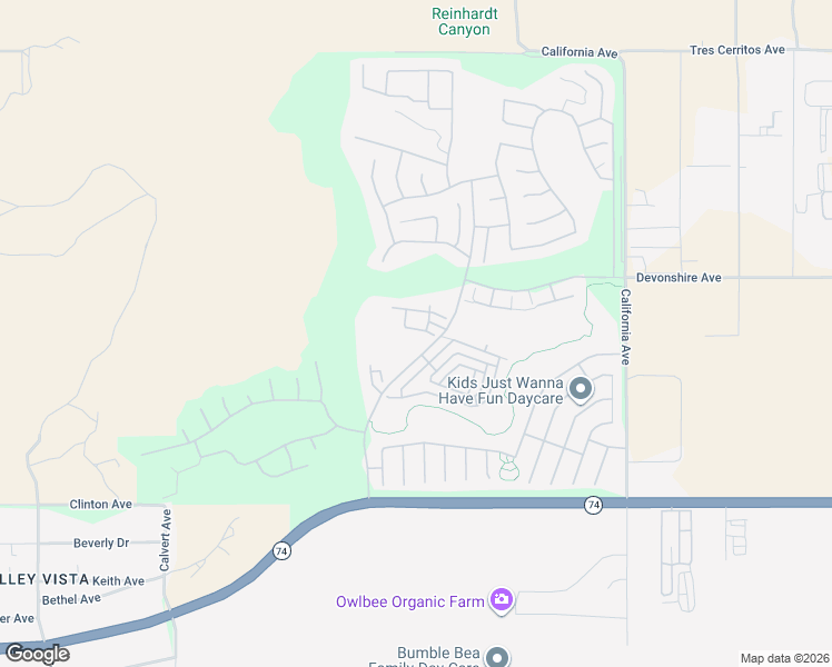 map of restaurants, bars, coffee shops, grocery stores, and more near 8251 Triplett Lane in Hemet