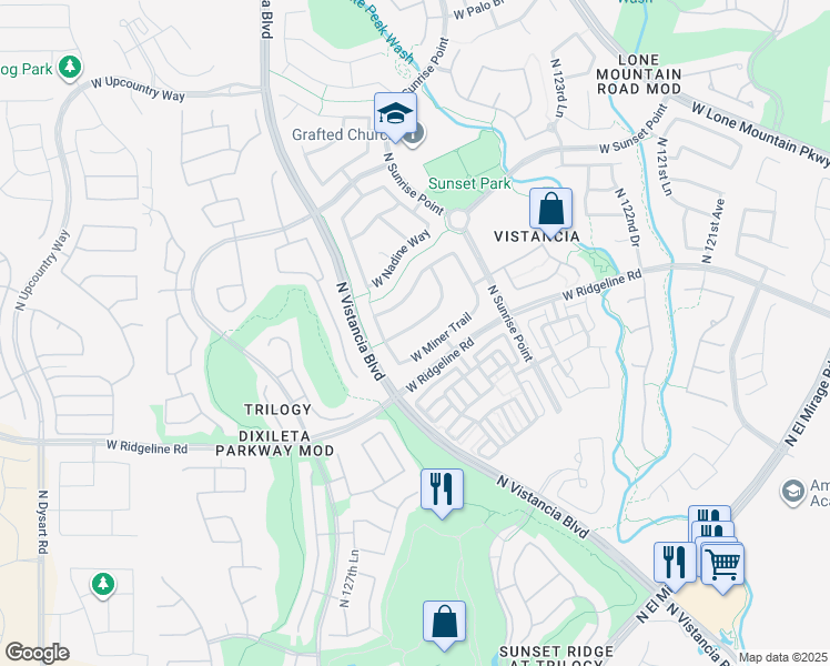 map of restaurants, bars, coffee shops, grocery stores, and more near 12619 West Blackstone Lane in Peoria
