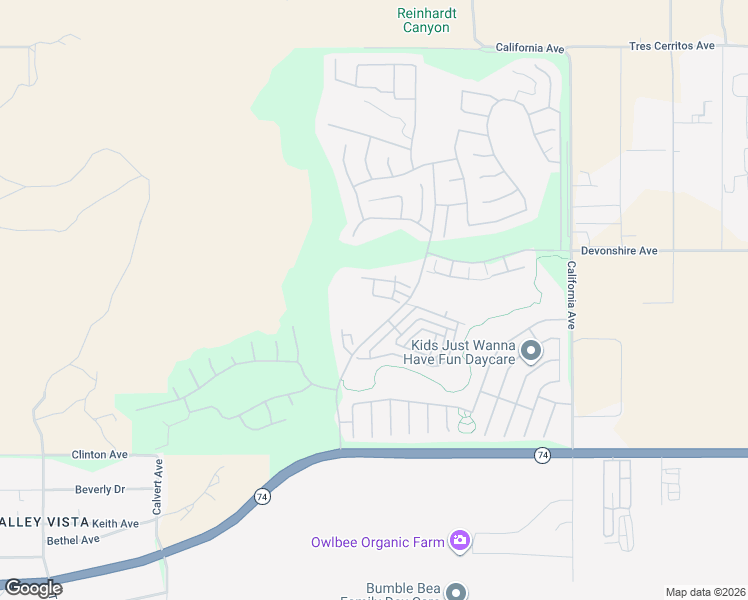 map of restaurants, bars, coffee shops, grocery stores, and more near 8281 Triplett Lane in Hemet