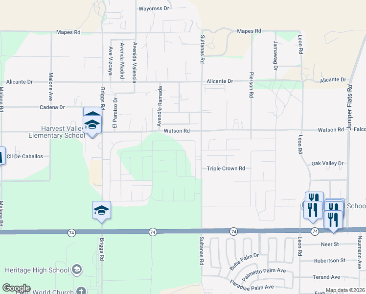 map of restaurants, bars, coffee shops, grocery stores, and more near 30594 The Vintage Drive in Homeland