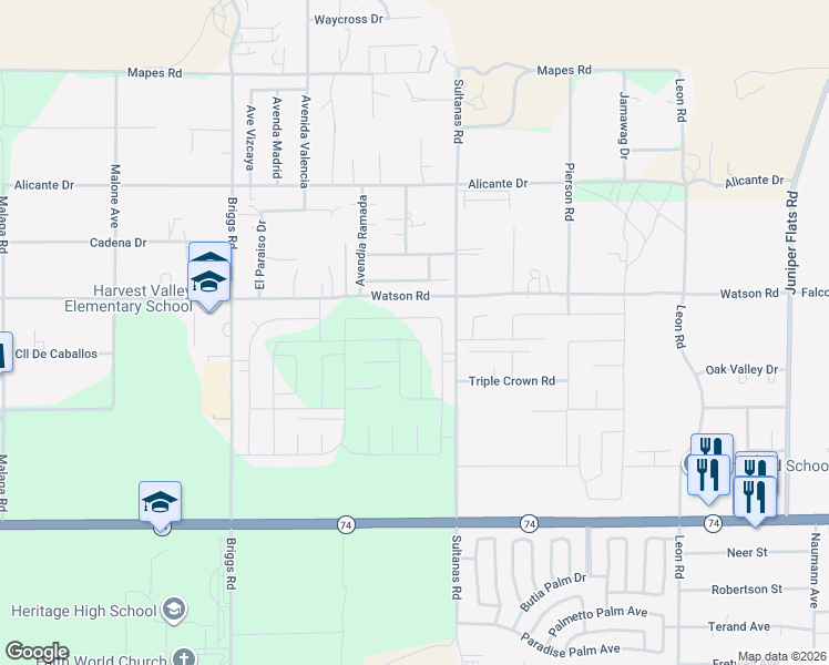 map of restaurants, bars, coffee shops, grocery stores, and more near 30594 The Vintage Drive in Homeland