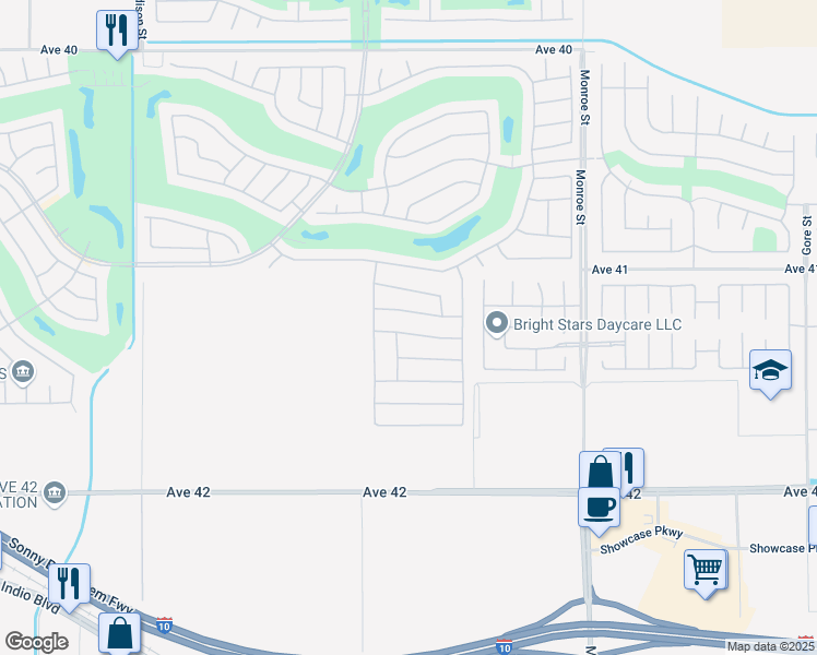 map of restaurants, bars, coffee shops, grocery stores, and more near 81602 Avenida Parito in Indio
