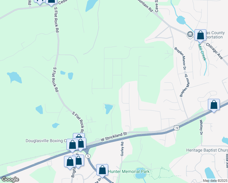 map of restaurants, bars, coffee shops, grocery stores, and more near 7237 Lacey Drive in Douglasville