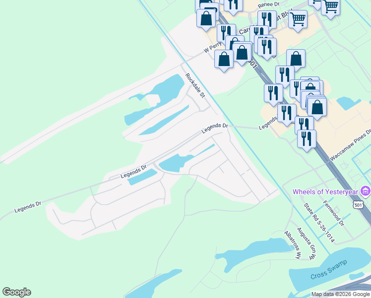 map of restaurants, bars, coffee shops, grocery stores, and more near 1144 Cycad Drive in Myrtle Beach