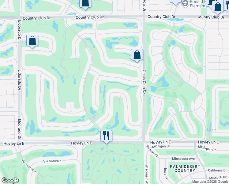 map of restaurants, bars, coffee shops, grocery stores, and more near 799 Mission Creek Dr in Palm Desert