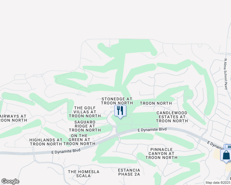 map of restaurants, bars, coffee shops, grocery stores, and more near 28990 North White Feather Lane in Scottsdale