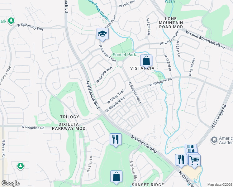 map of restaurants, bars, coffee shops, grocery stores, and more near 12584 West Blackstone Lane in Peoria