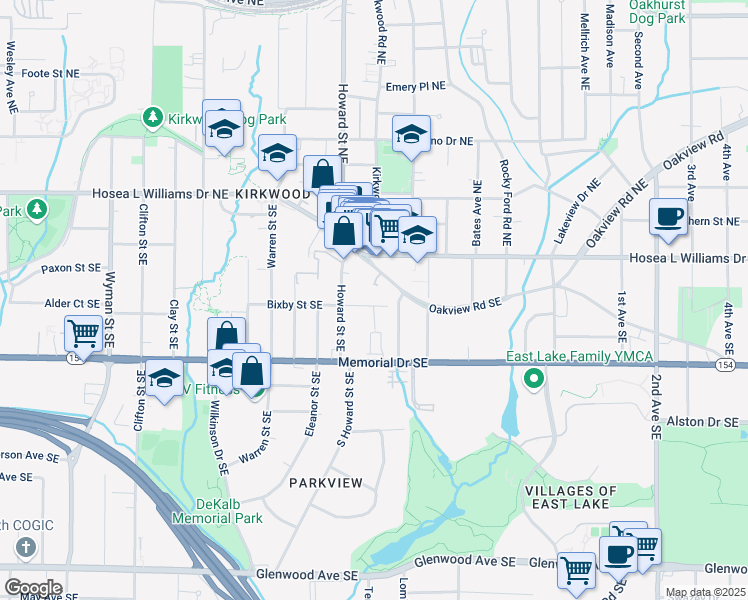 map of restaurants, bars, coffee shops, grocery stores, and more near 2010 Bixby Street Southeast in Atlanta