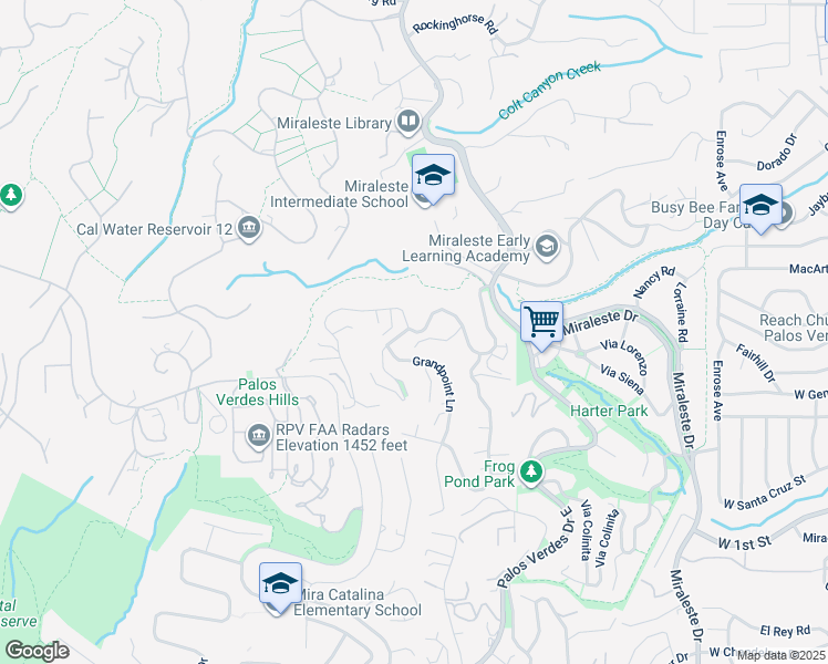 map of restaurants, bars, coffee shops, grocery stores, and more near Crownview Drive in Rancho Palos Verdes
