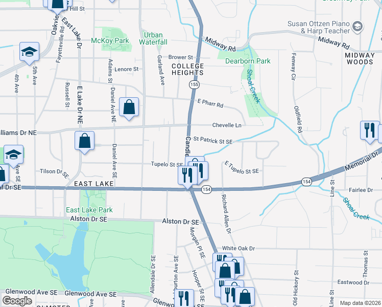 map of restaurants, bars, coffee shops, grocery stores, and more near 79 Candler Road Northeast in Atlanta