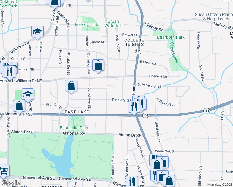 map of restaurants, bars, coffee shops, grocery stores, and more near 94 Hudson Place Southeast in Atlanta